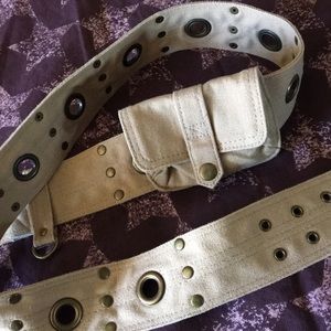 Vintage safari belt khaki. Beige colored canvass